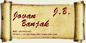 Jovan Banjak vizit kartica